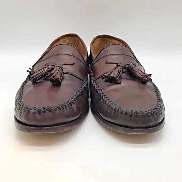 Sandro Moscoloni Leather Tassel Loafers Men's 11N Brown Olivio Gld Slip On Shoe - Picture 2 of 12